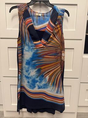 Vibrant Multicolor Sleeveless V-Neck Tunic from Anthropology TINY brand SZ S